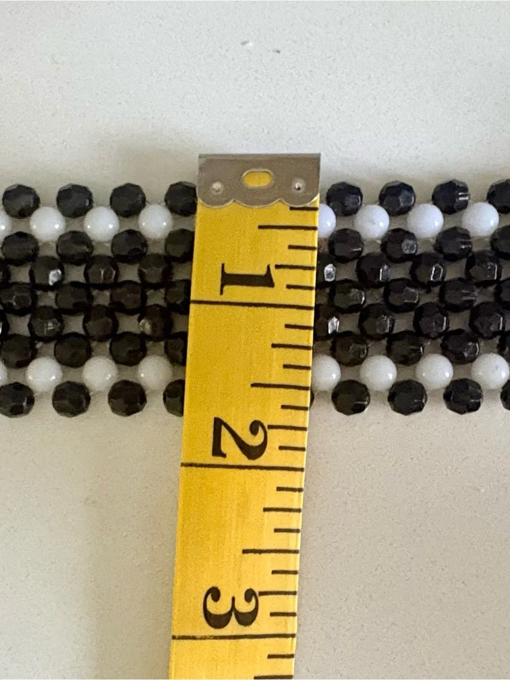 Vintage Black White Beaded Western Belt Woven Boho Statement 44” Adjustable 1.5”